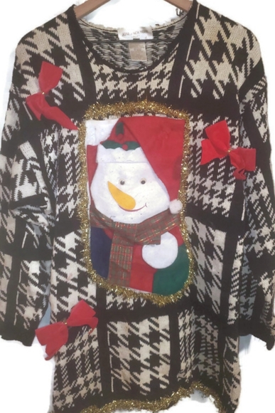 Jones New York Sweaters - Snowman Houndstooth Ugly Christmas Sweater M